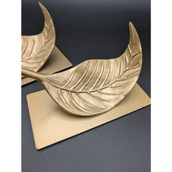 Ikea Markniva Leaf Decorations Gold Gilt Cast Metal Shelf Decor Bookends Pair 2 - Picture 2 of 12